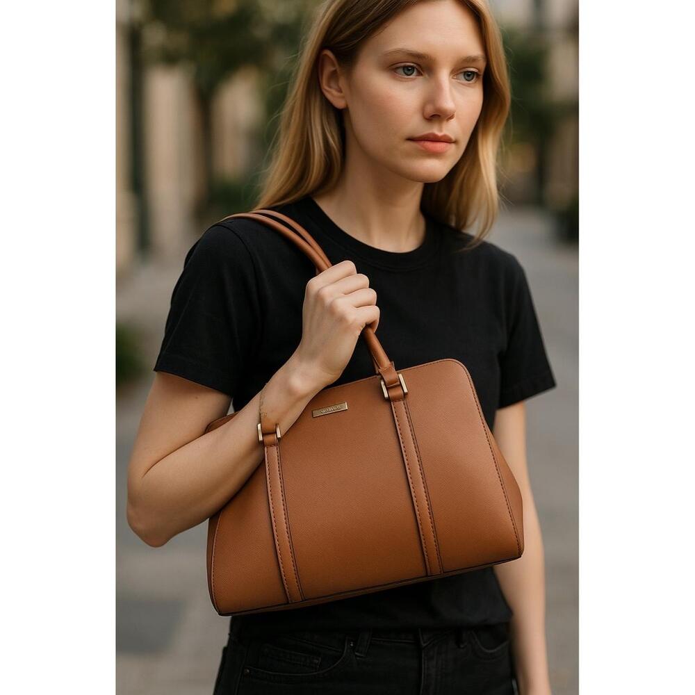 Kate Spade New York Newbury Lane Womens Toasted Almond Structured Top Handle Pur